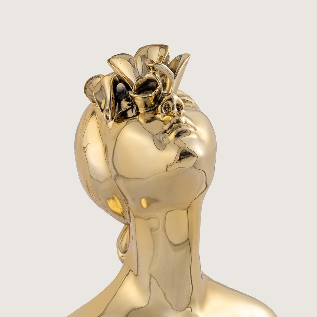 YUKARI BAKAN ÇİÇEKLİ KADIN BÜYÜK , GOLD - Görsel 3